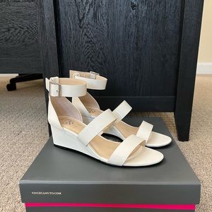 Vince Camuto Patent Leather Ankle Strap Wedge sandals
